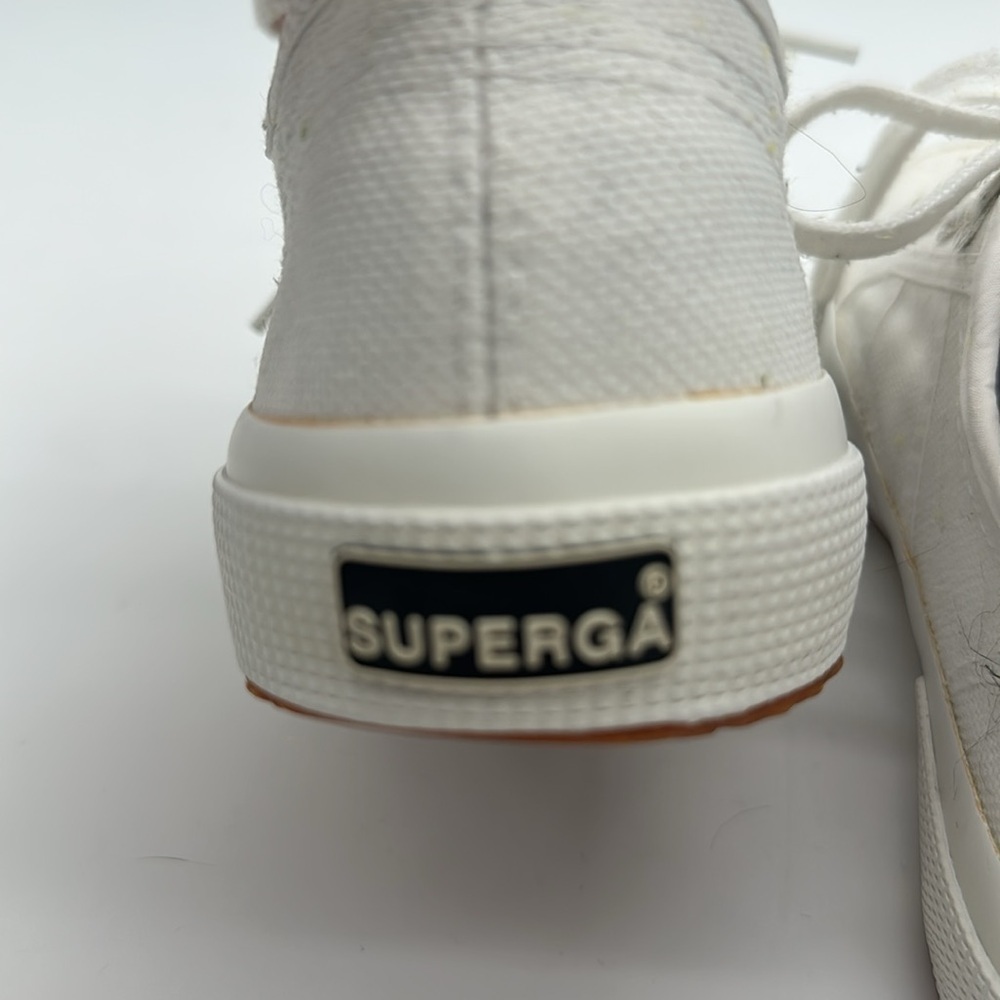 Superga Women's Cotu Classic 2750 White Canvas Sneakers Sz 37.5 US 7 EUC - Picture 8 of 16